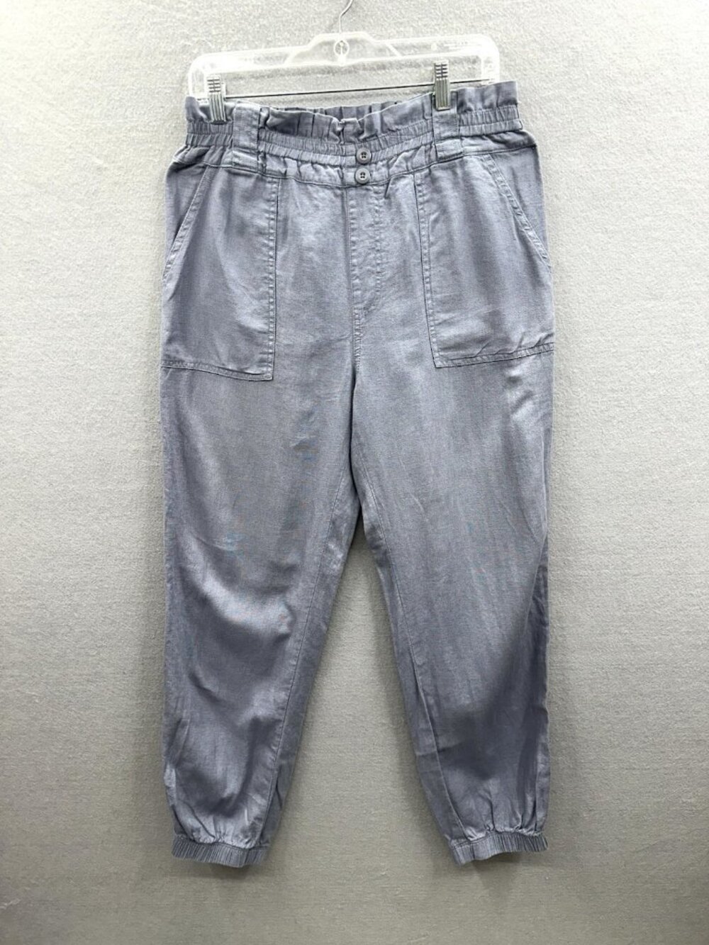 Vanilla Star Jogger Womens Size L Gray Linen Blend Comfort Summer Vacation BOHO